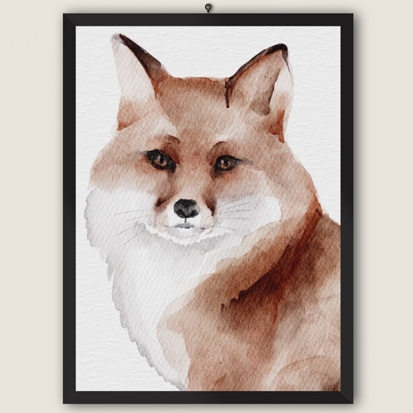 Watercolor Fox Portrait Wall Art Print Poster Unframed - Picture 3 of 15